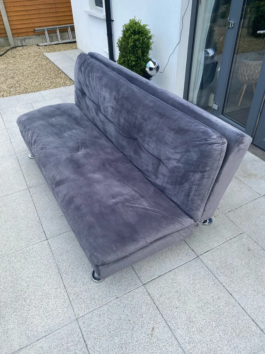 Grey velvet sofabed / couch - Image 3