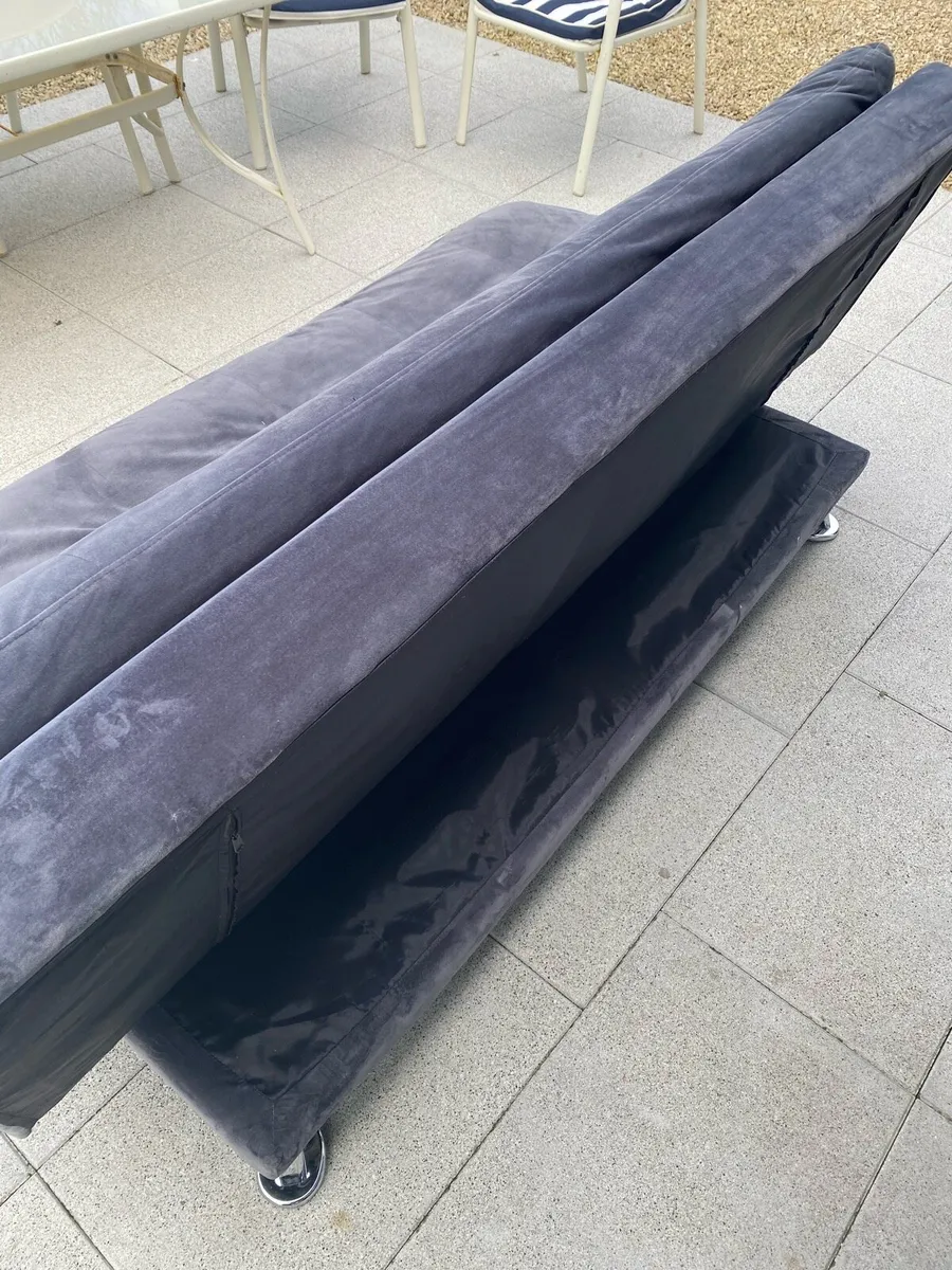 Grey velvet sofabed / couch - Image 4