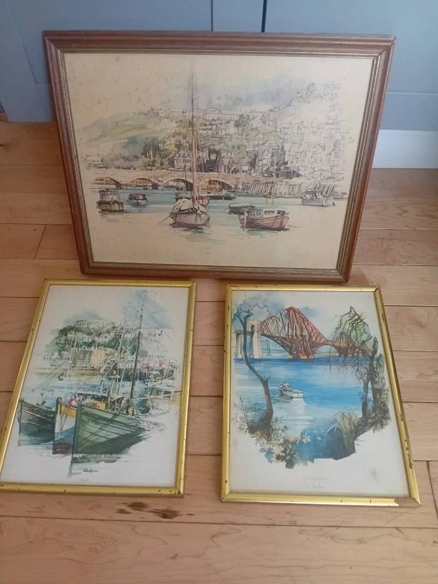 eric mason watercolour  framed prints x3 - Image 1