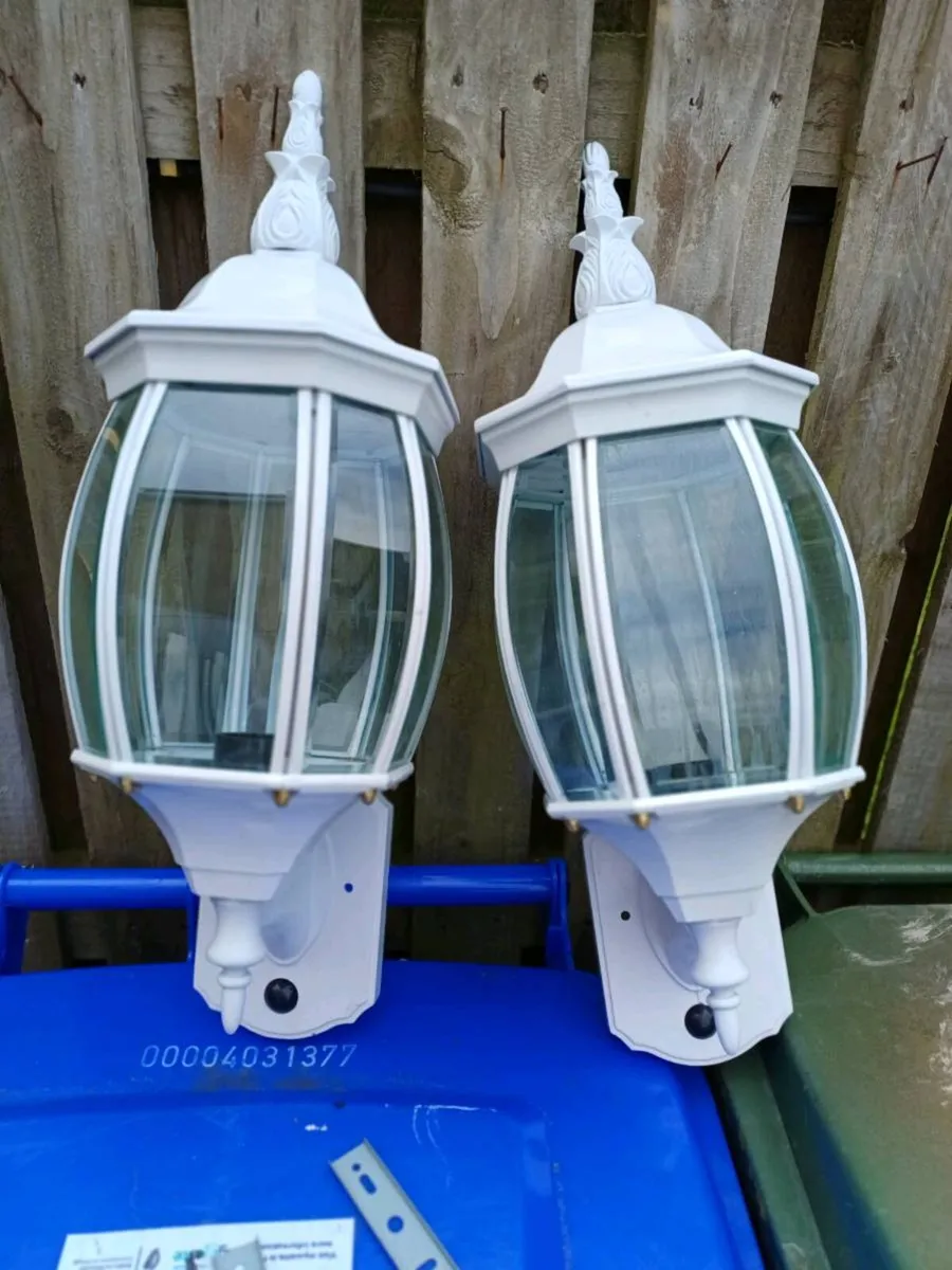 Large Vintage Outdoor Aluminium Wall Lanterns - Image 1