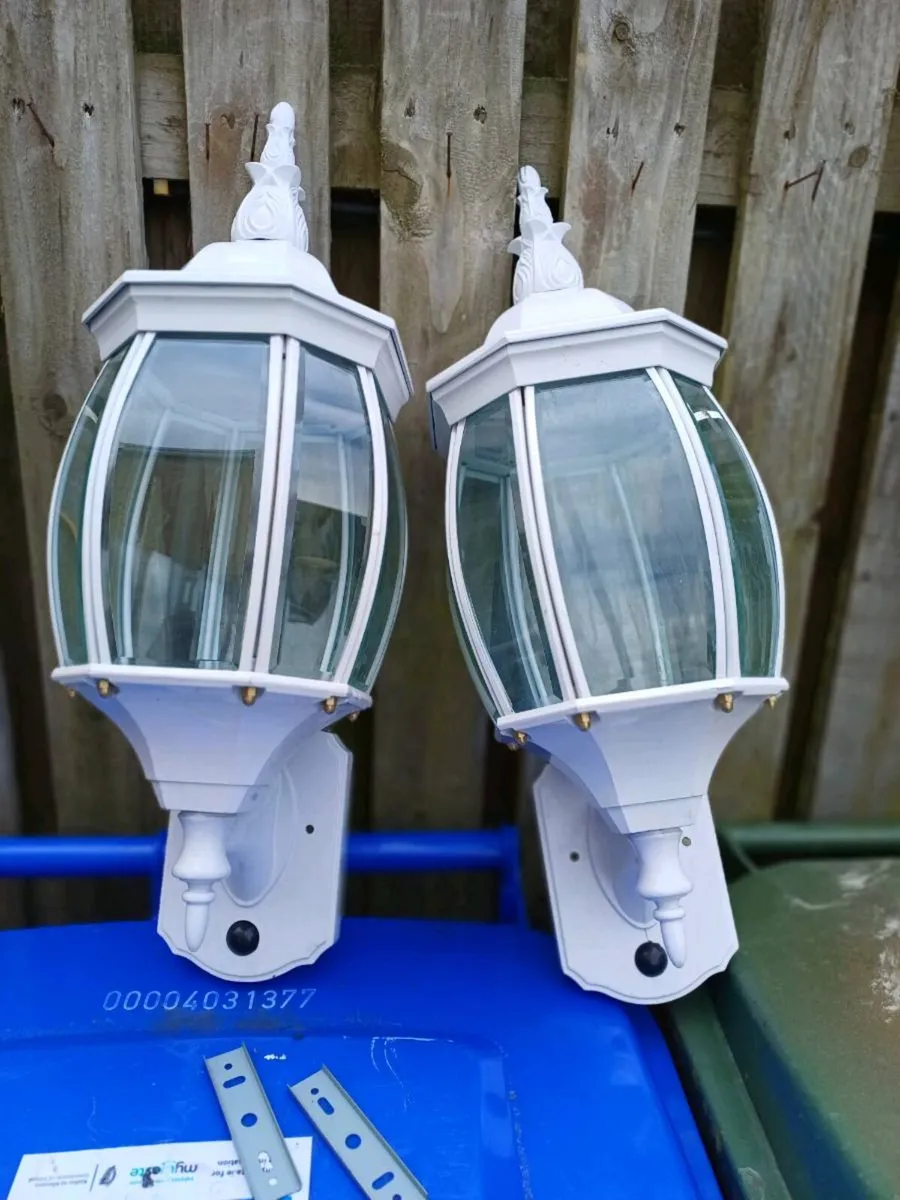 Large Vintage Outdoor Aluminium Wall Lanterns - Image 2