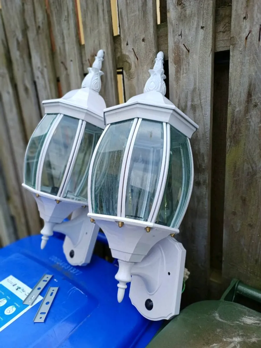 Large Vintage Outdoor Aluminium Wall Lanterns - Image 3