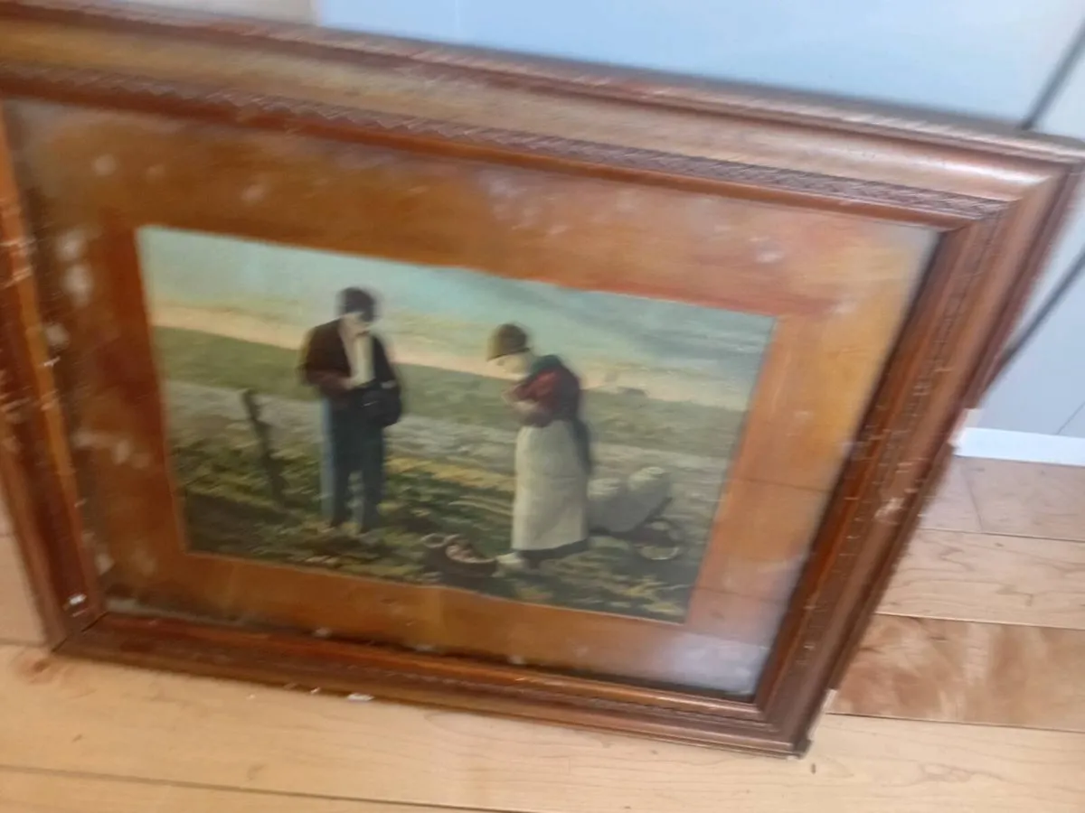 vintage raised prints the angelus and the gleaners - Image 1