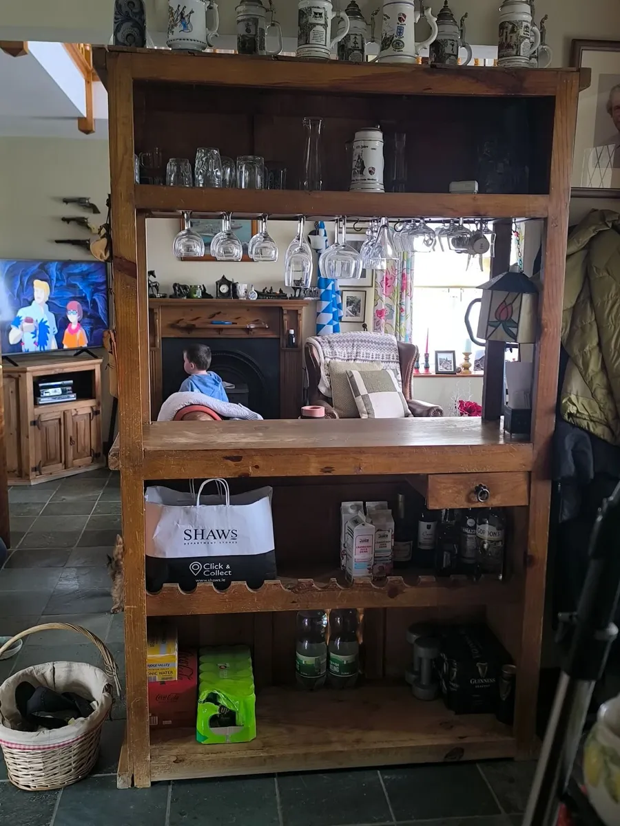 Beautiful Carved Wooden Home Bar - Image 2