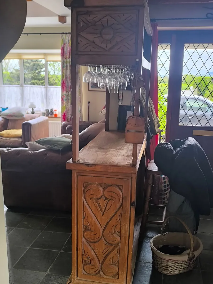 Beautiful Carved Wooden Home Bar - Image 3