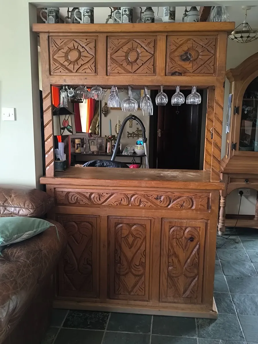 Beautiful Carved Wooden Home Bar - Image 1