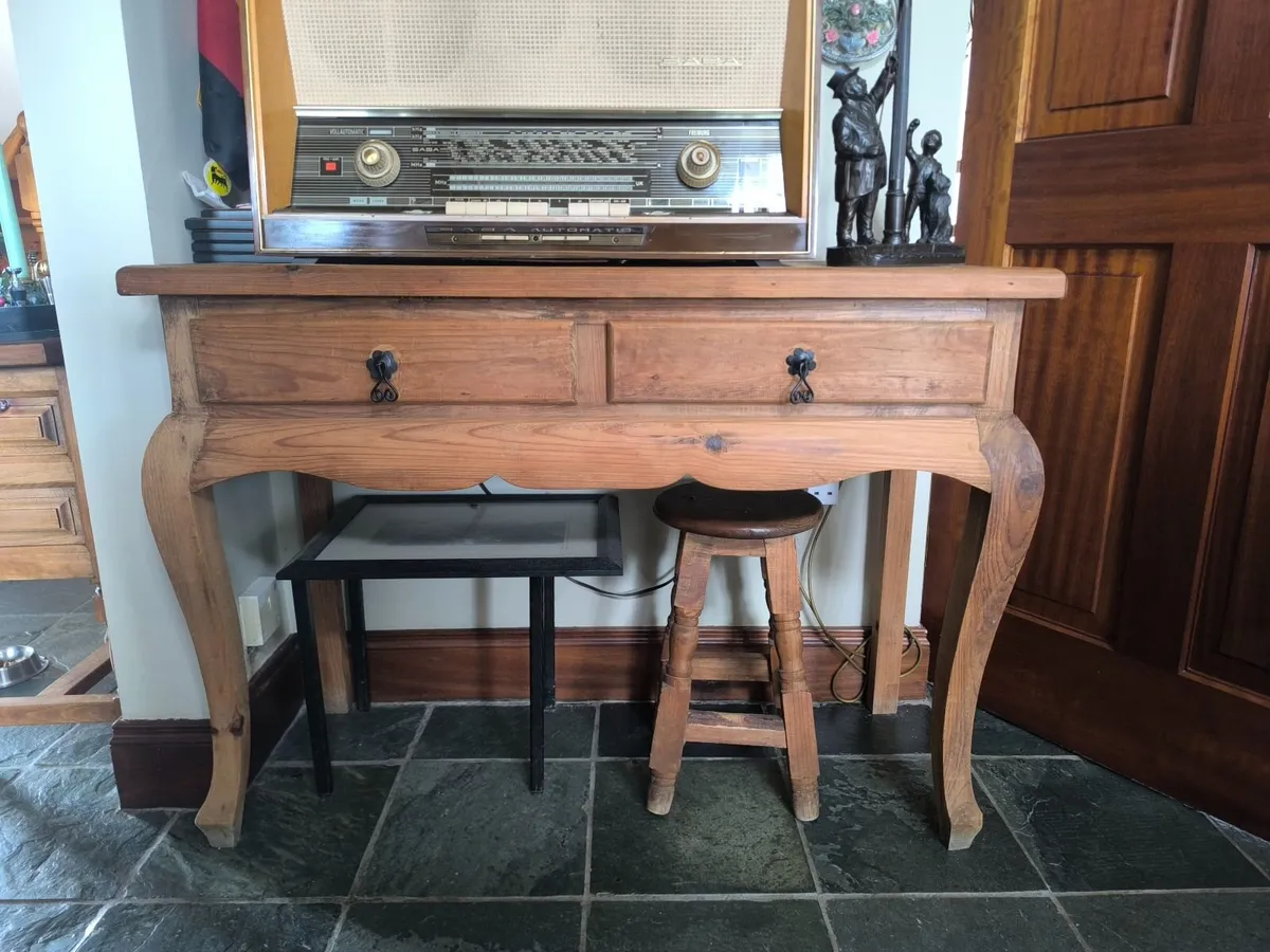 Vintage Solid Wood Console Table with Drawers - Image 1