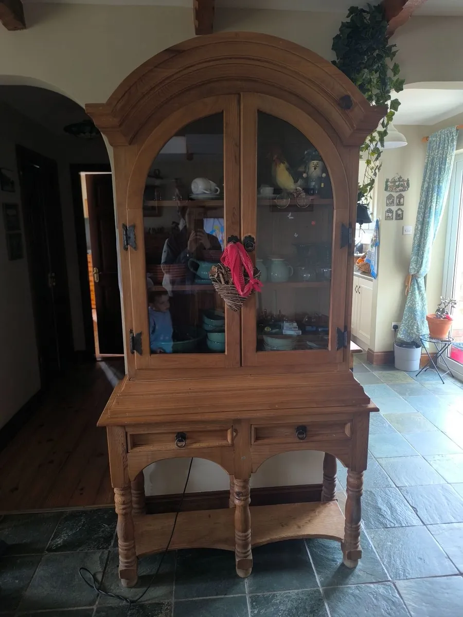 Traditional Pine Dresser with Glass Panelled Doors - Image 1