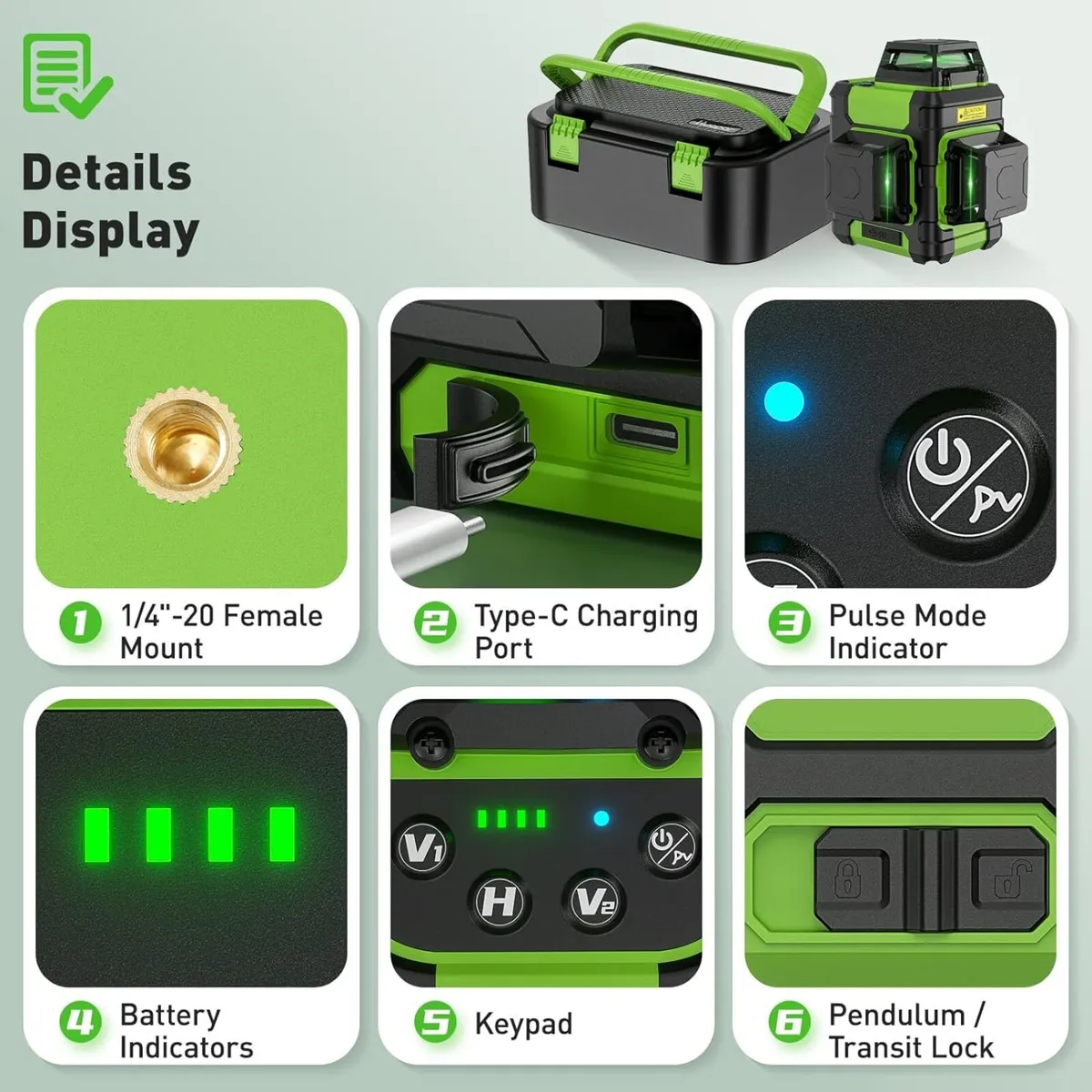 New Huepar 12 lines 3D green laser level - Image 4