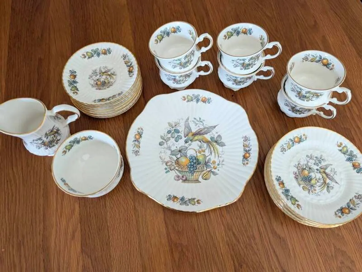 Rare 21pc Royal Tara "Birds and Fruit" Tea Set - Fine Bone China, Made in Galway - Image 1