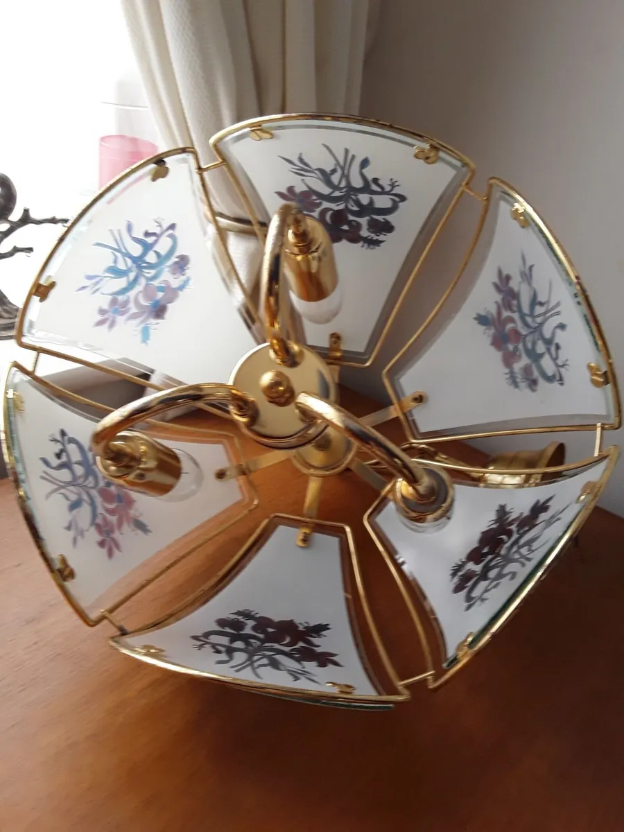 Beautiful art deco six panel glass pendant shade - Image 2