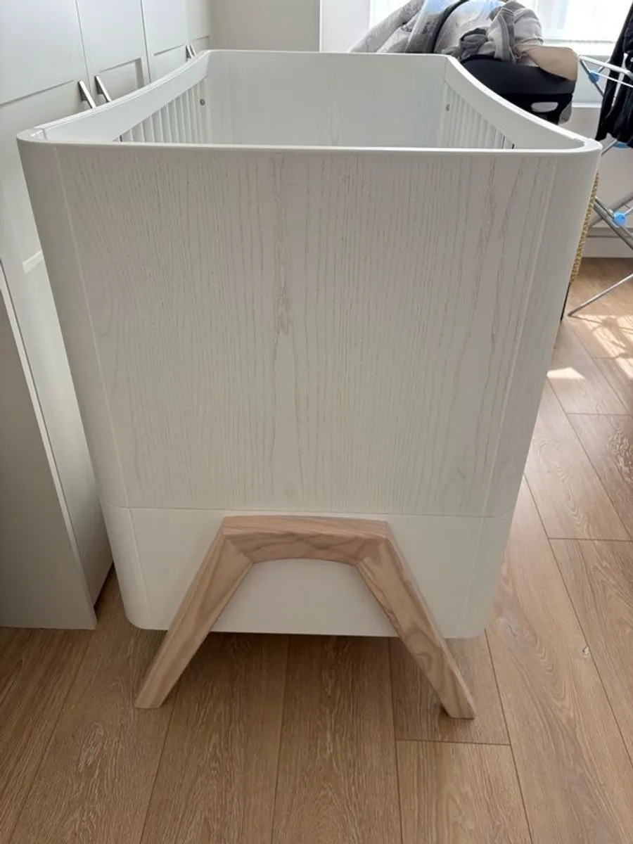 White Cot Bed with Mattress - Image 3