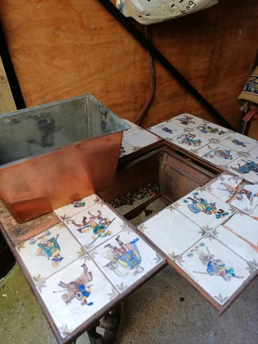 Antique Kitchen Prep Table w/ Sliding Tile Top - Image 1