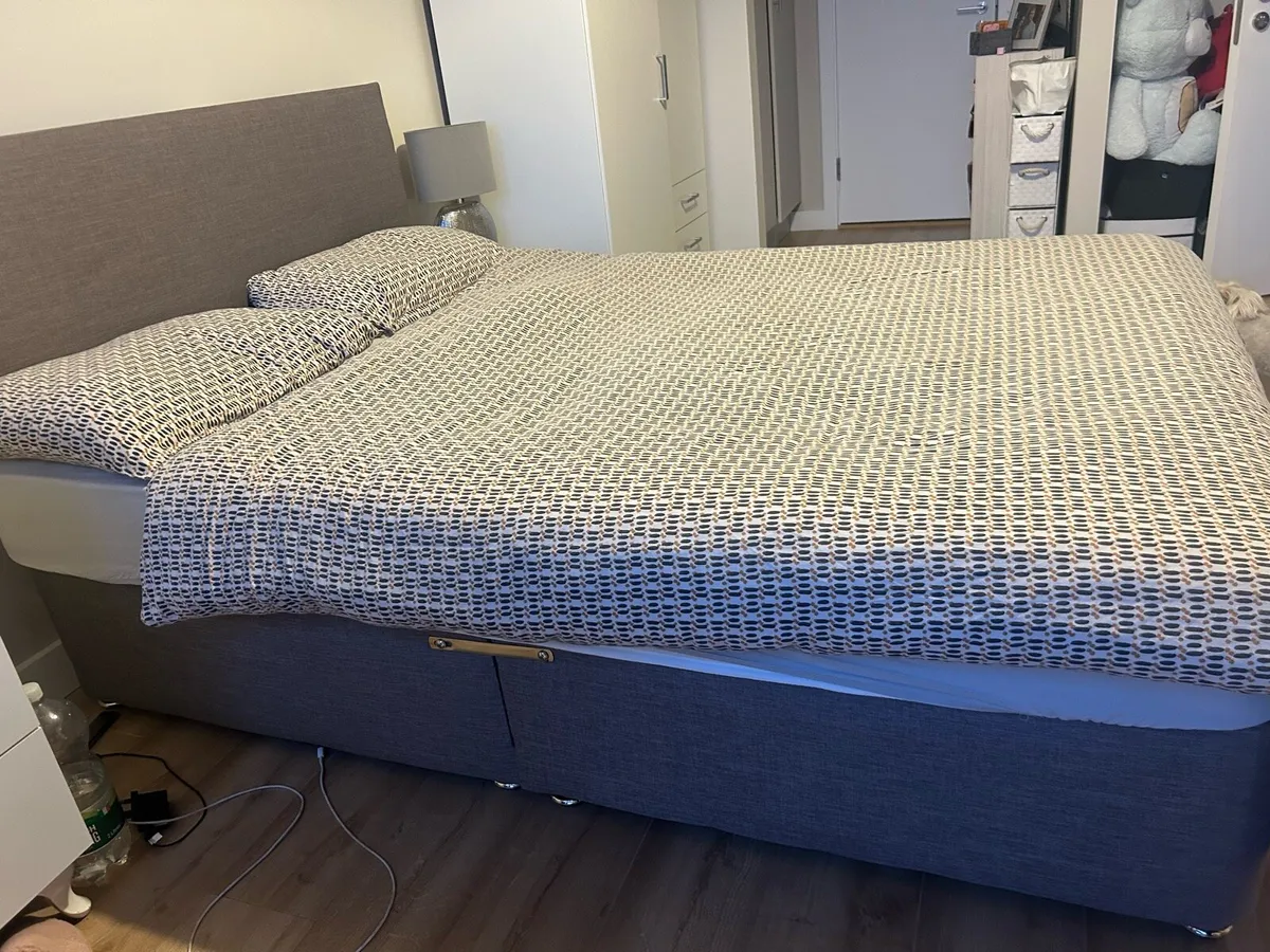 Grey Double Bed with mattress inperfect condition - Image 3