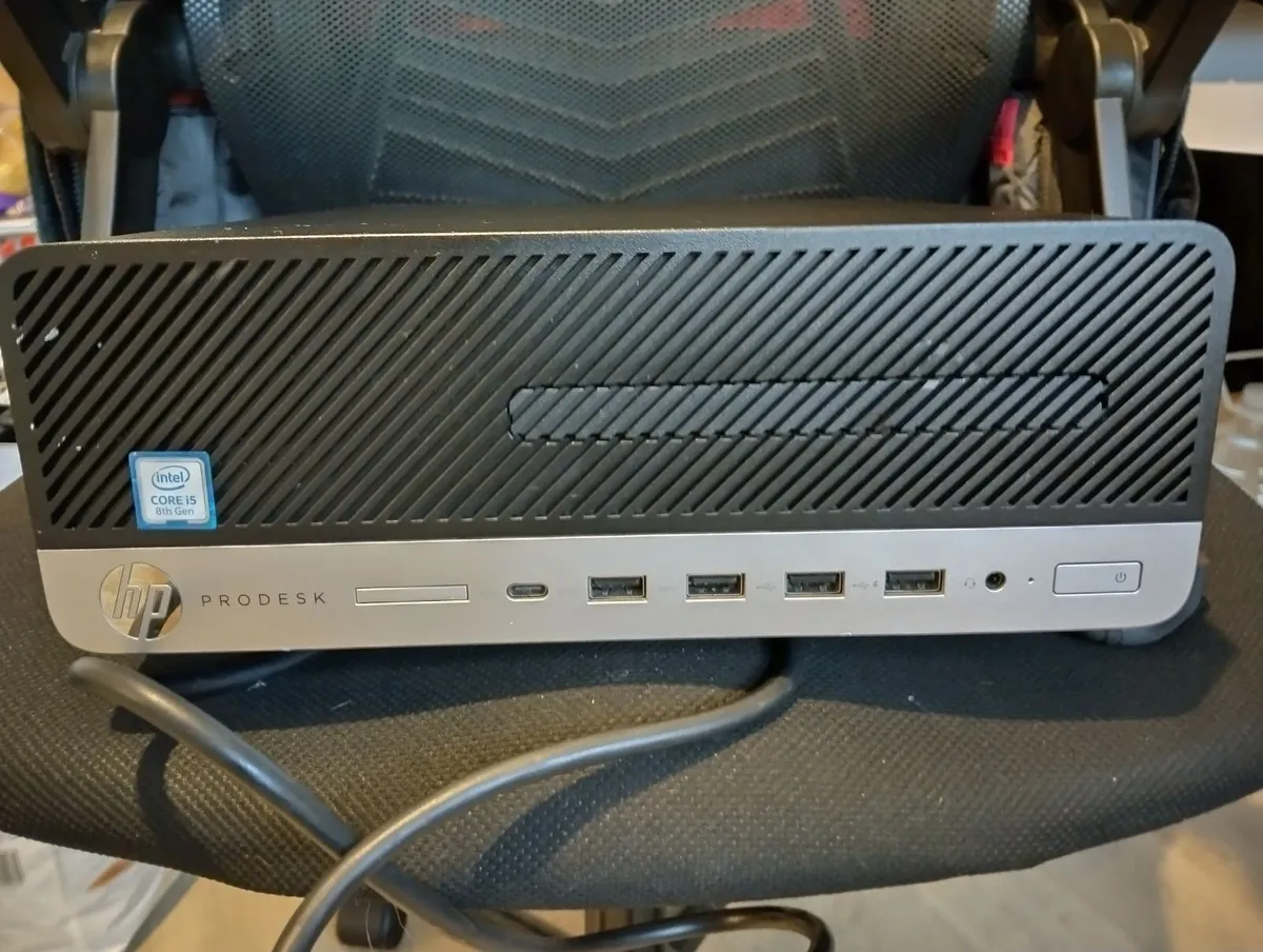 HP ProDesk 600 G4 SFF (i5 8th Gen) and power cable - Image 1