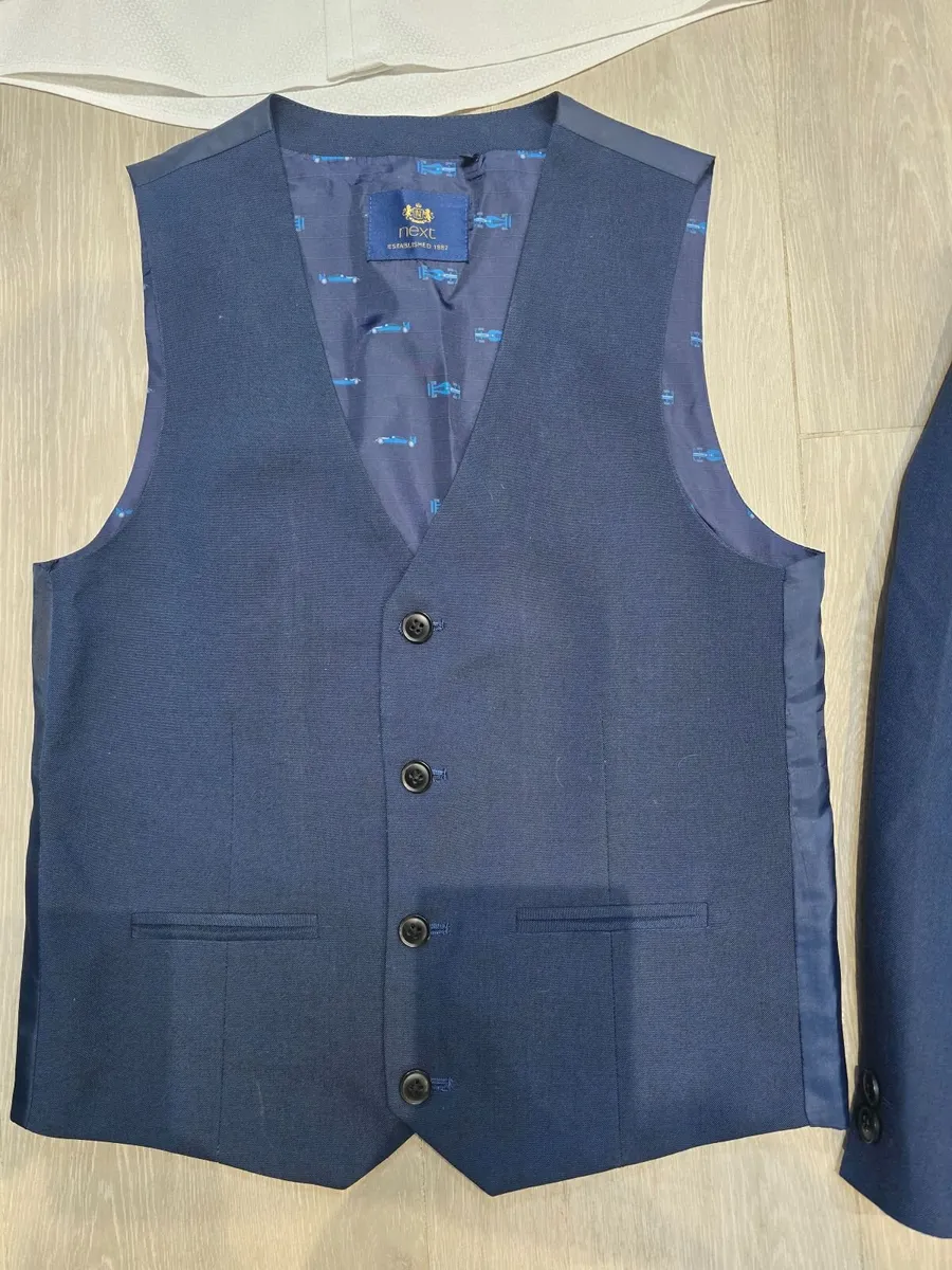 Boys Blue Suit Jacket, waistcoat, shirt & tie - Image 2