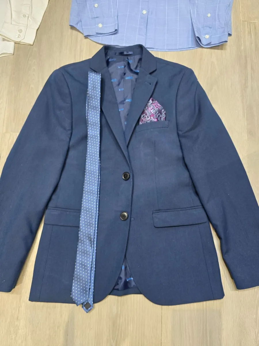 Boys Blue Suit Jacket, waistcoat, shirt & tie - Image 1