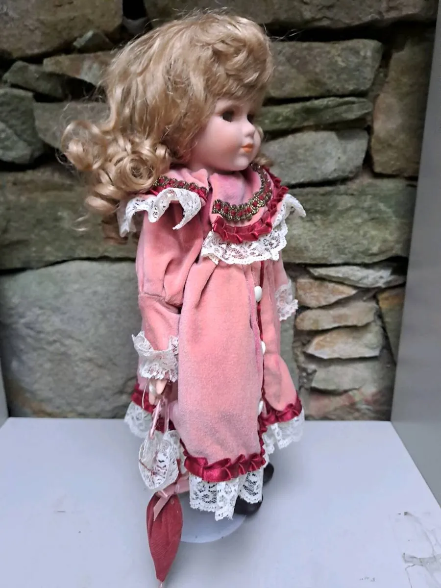 Porcelain Doll Vintage Dress & Parasol - Image 2