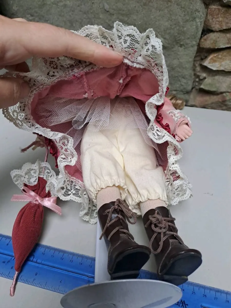 Porcelain Doll Vintage Dress & Parasol - Image 3