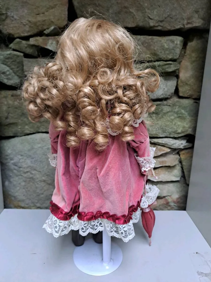 Porcelain Doll Vintage Dress & Parasol - Image 4