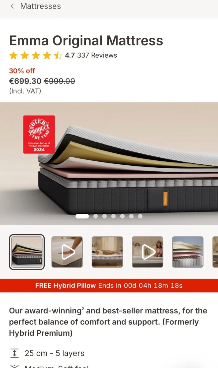 King Mattress 150 x 200cm - Image 2