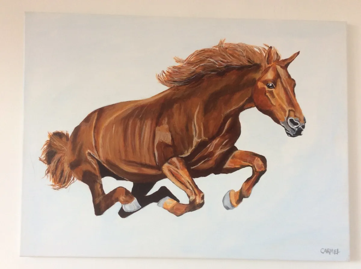 Art Oil painting ‘horse jumping large paint - Image 1