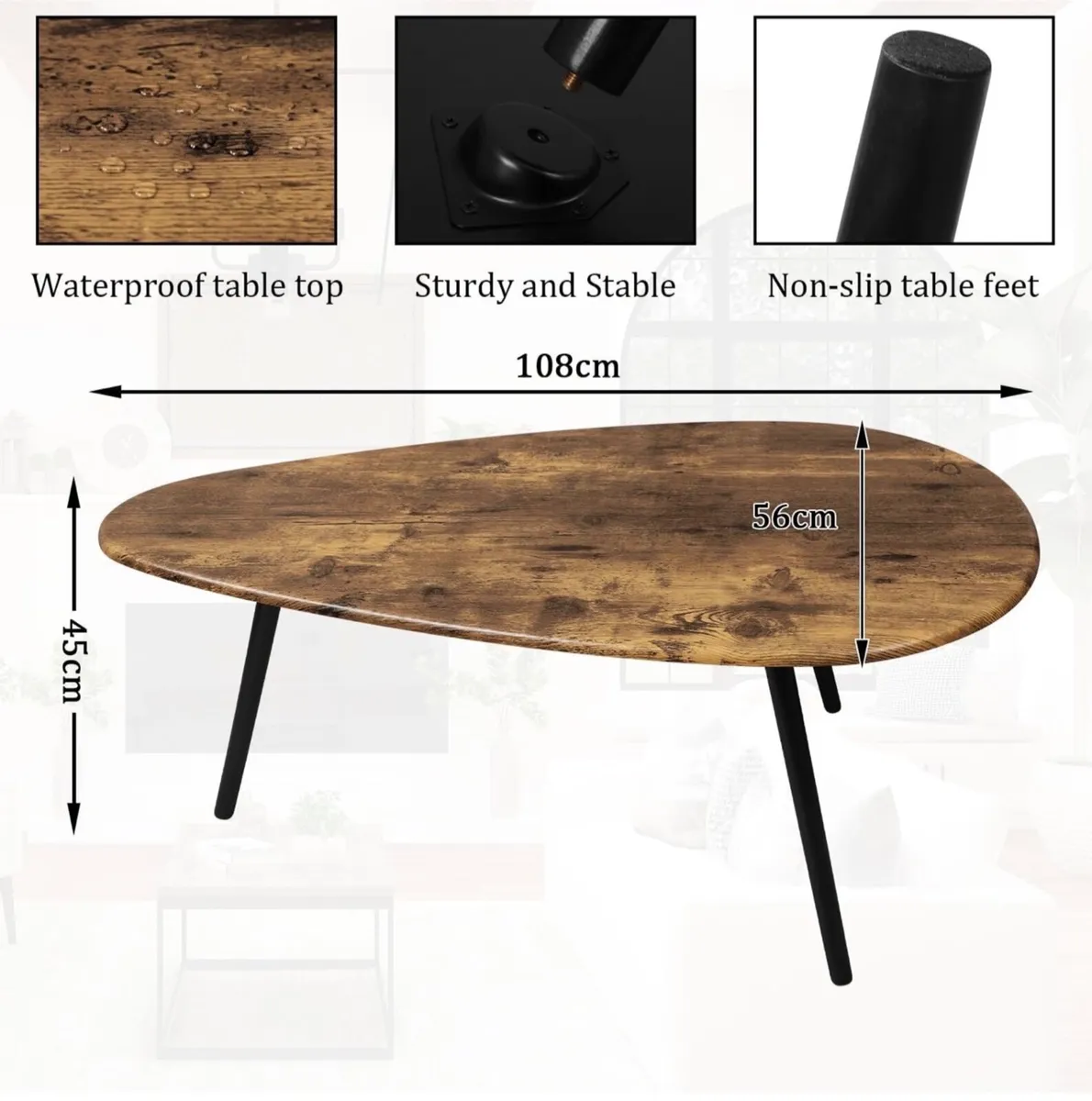Coffee Table for Living Room Small Mid Century Cof - Image 4