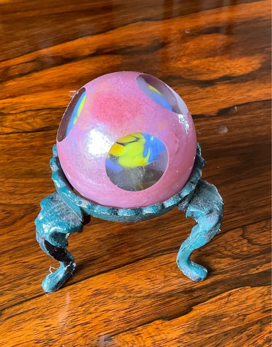Rare Vintage Kerry Glass Sphere Paperweight +Stand - Image 1