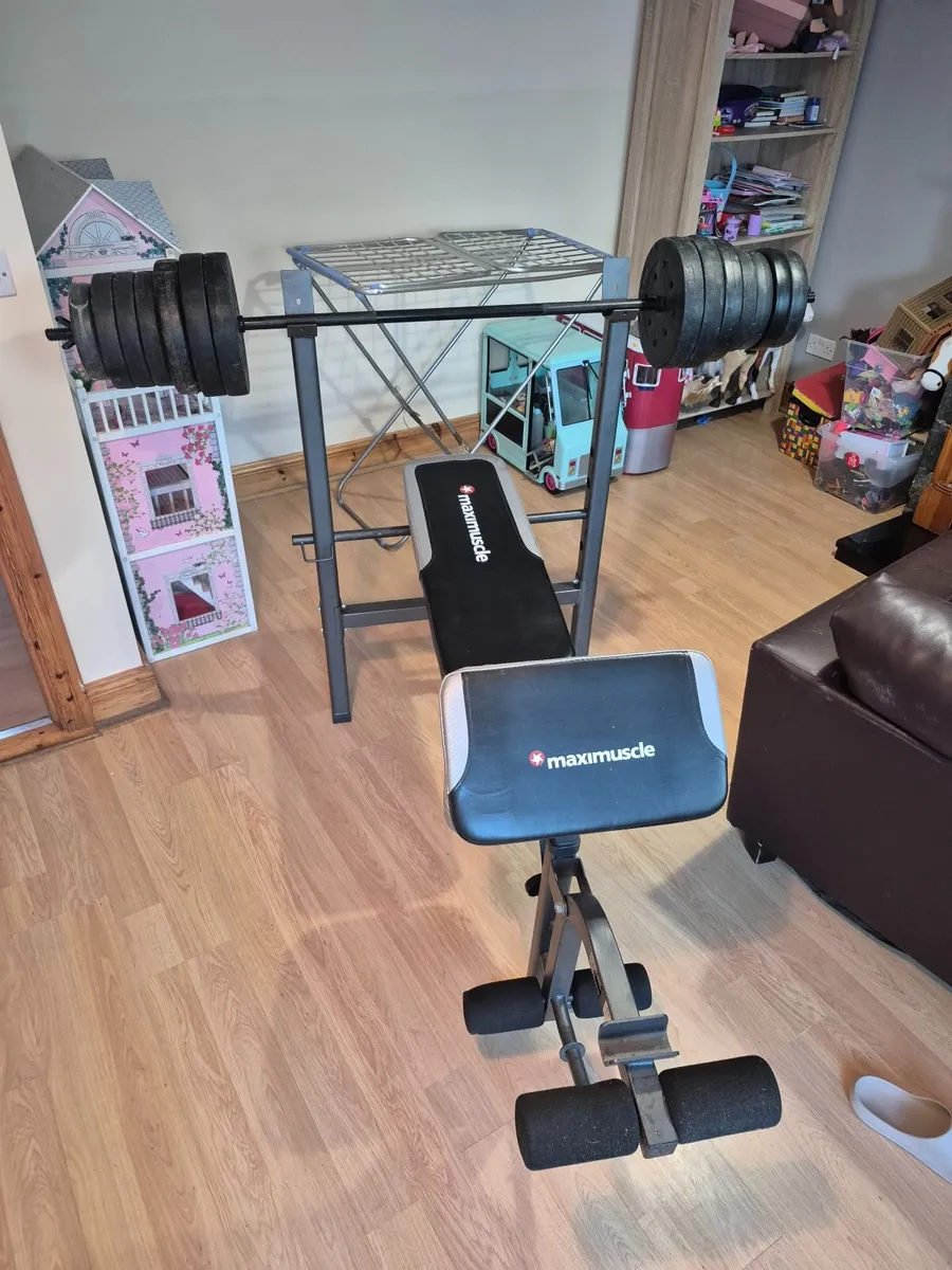 Bench & barbell & weights plates 50kg