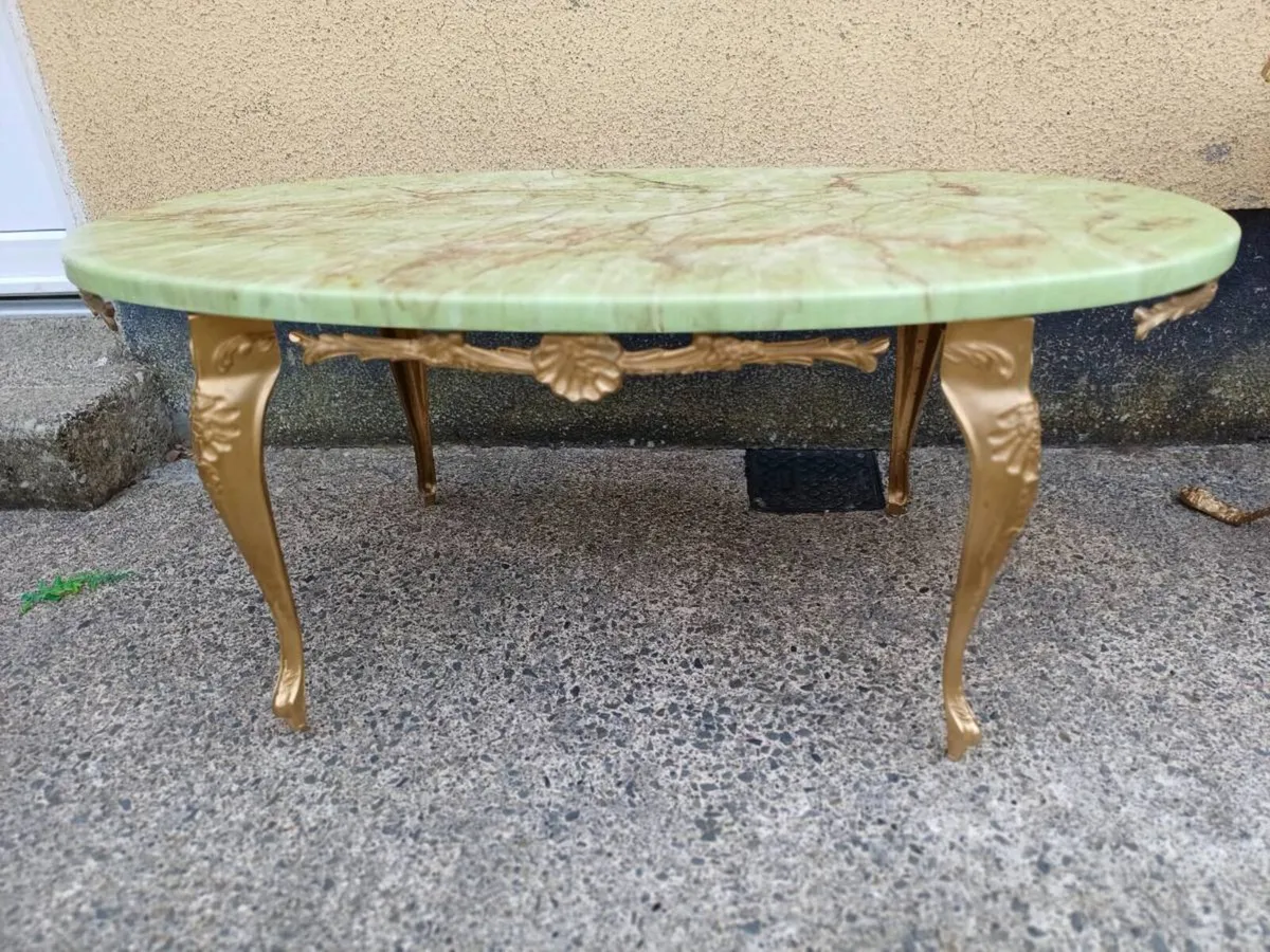1970s Brass Framed Onyx Effect Tables - Image 3