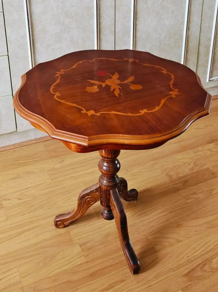 Vintage Italian Marquetry Wine Table Tripod - Image 1
