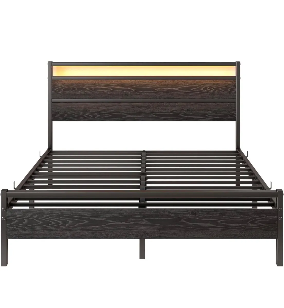 King Size Bed Frame with Headboard & LED Lights,Me - Image 2