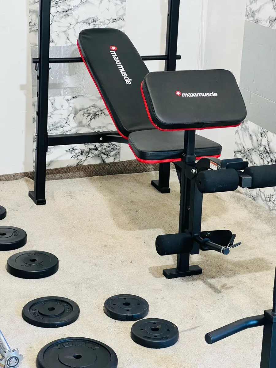Maximucle weight bench 50kg weights bar dumbbells - Image 2