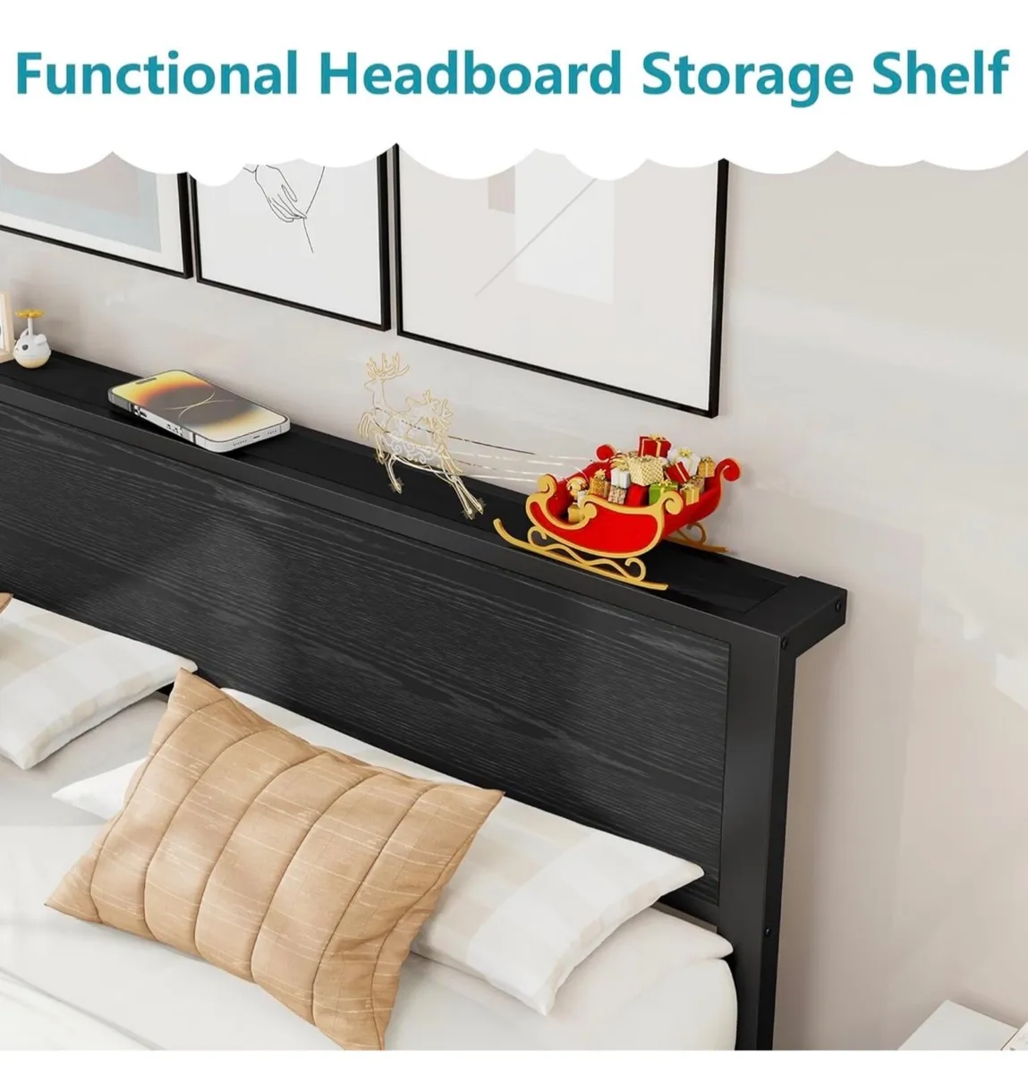 King Size Bed Frame Metal Platform Bed Frame King - Image 4