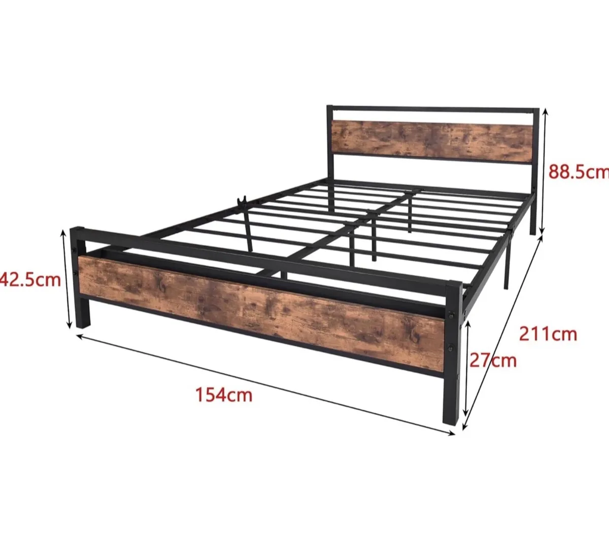 King Size Bed Frame with Wood Headboard,Heavy Duty - Image 2