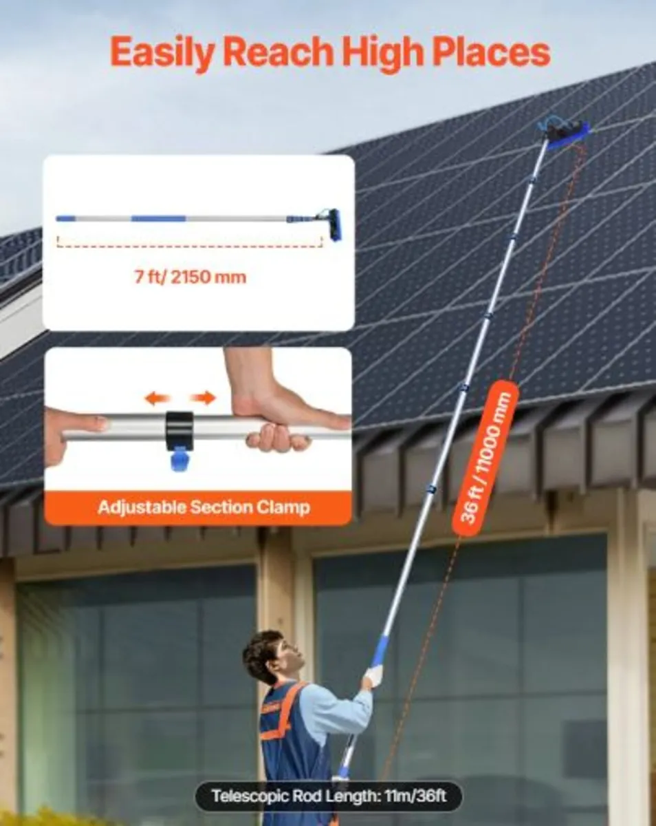 Water Fed Pole Kit, 11m Solar Panel Cleaning Pole - Image 2