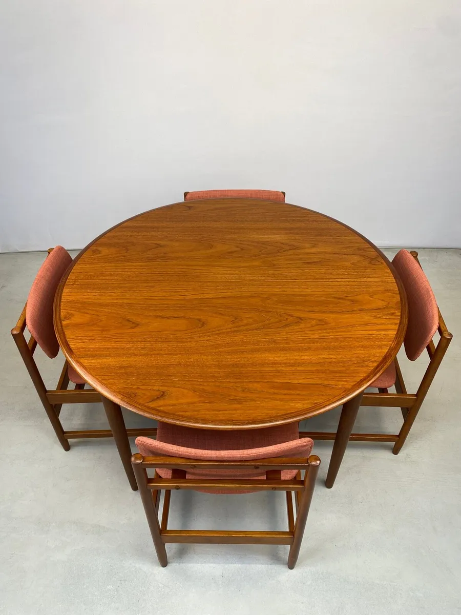 Mid Century Danish Teak Table & Chairs - Image 2