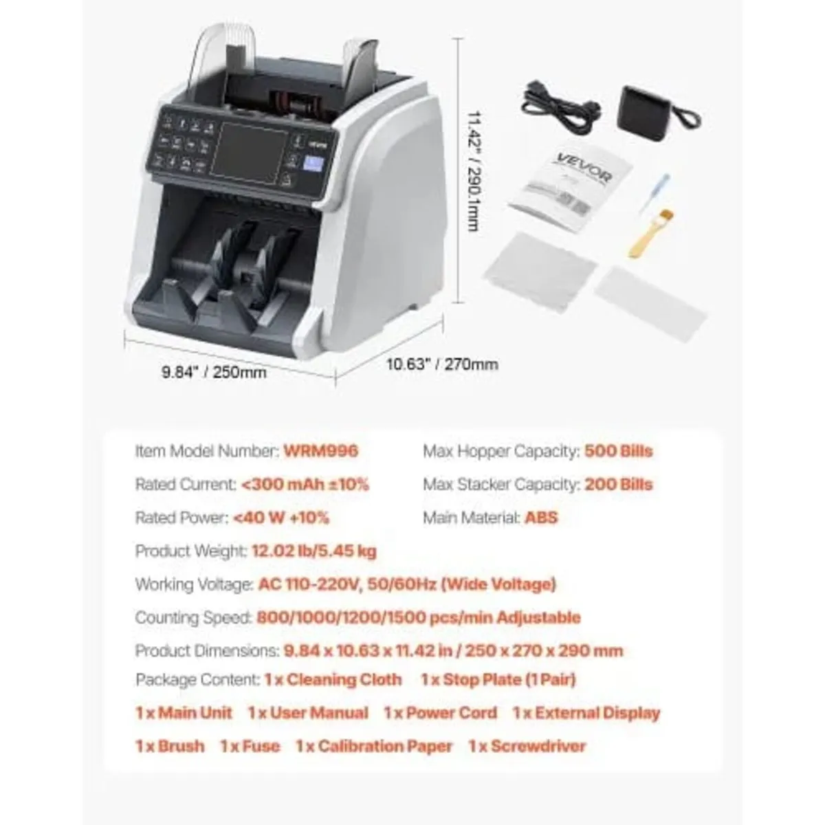 Money Counter Machine, Mixed Denomination Bill Cas - Image 2