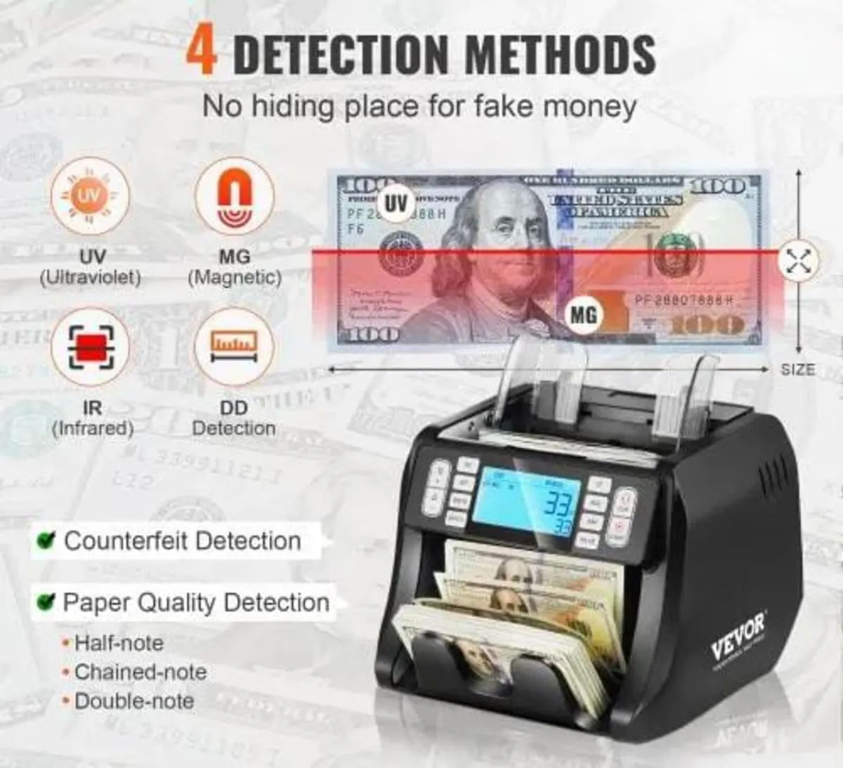 Money Counter Machine, Bill Counter with UV, MG, I - Image 2