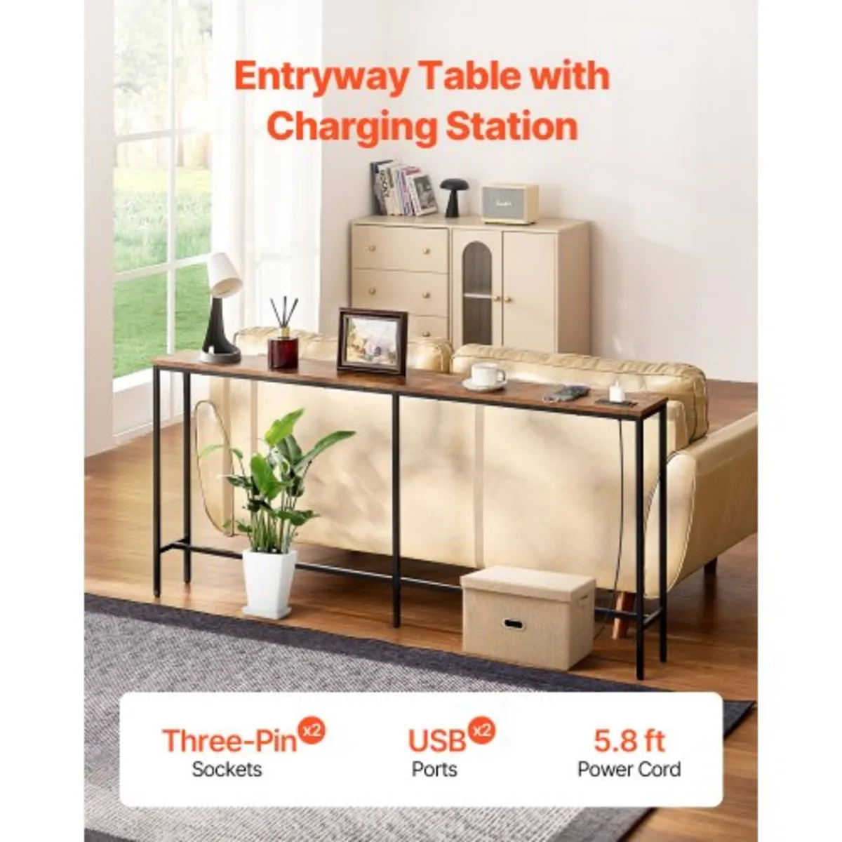 Narrow Console Sofa Table, 70.9” Behind Couch Tabl - Image 4