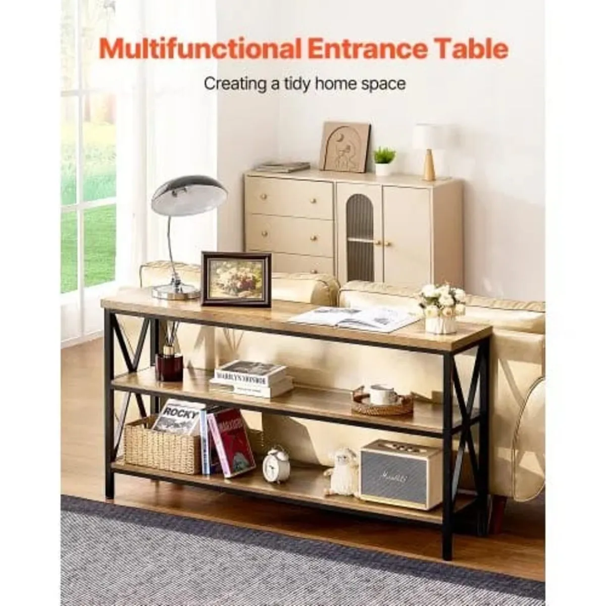 Narrow Console Sofa Table, 55.1 inches Behind Couc - Image 3