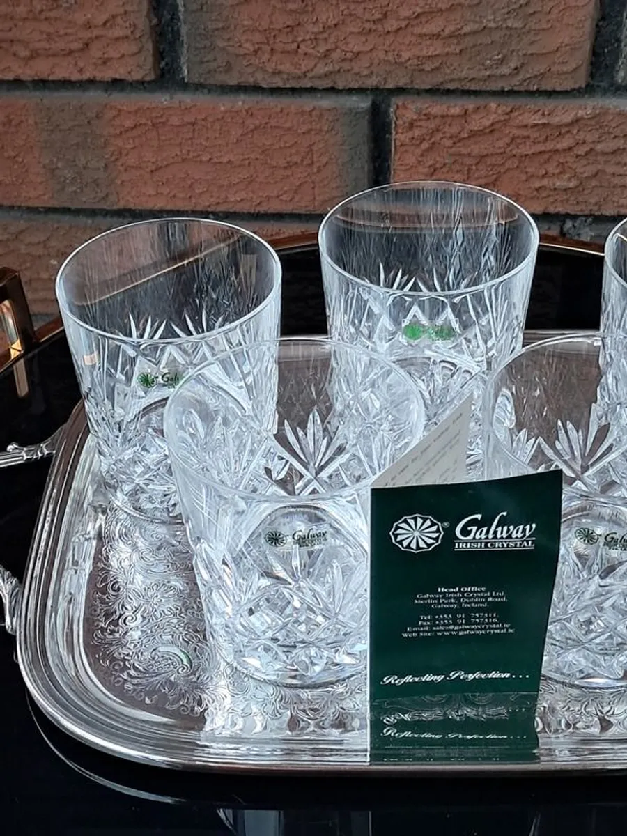 BNIB Galway Crystal Whiskey Glasses x 5 with origi - Image 1