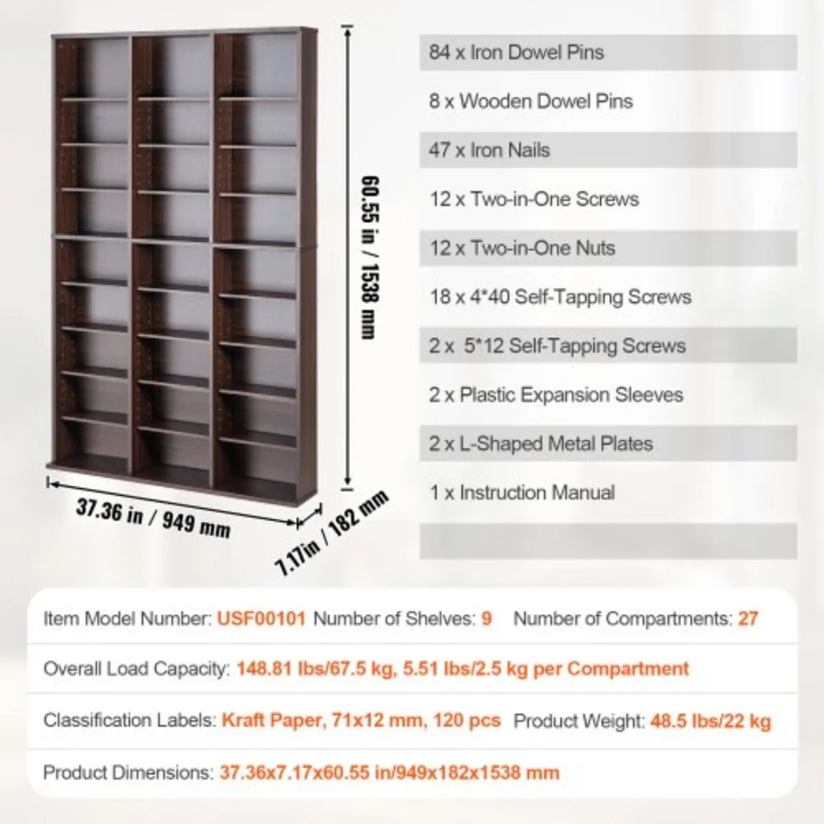 Media Storage Cabinet, 9-layer DVD Shelf Holds up - Image 3