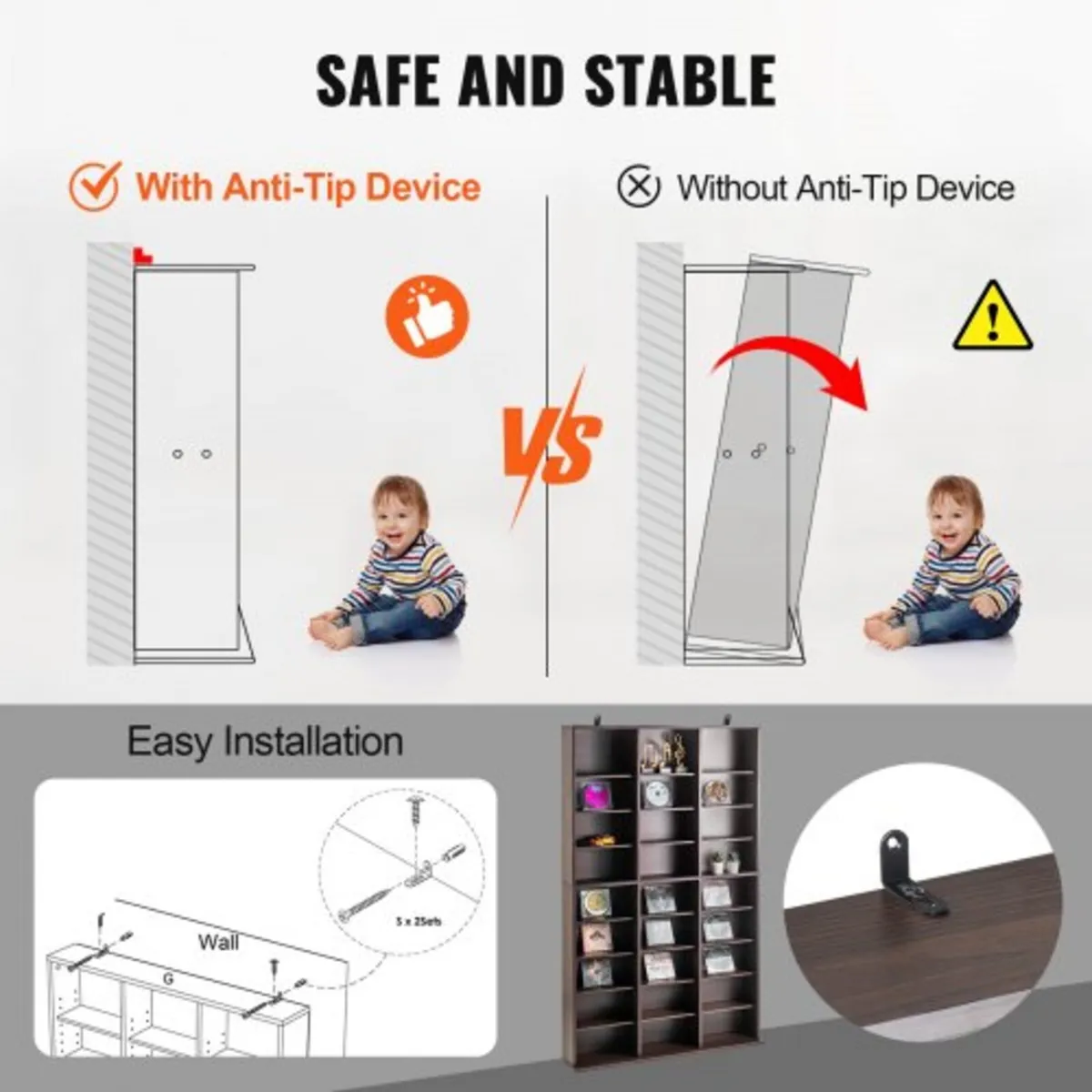 Media Storage Cabinet, 9-layer DVD Shelf Holds up - Image 4