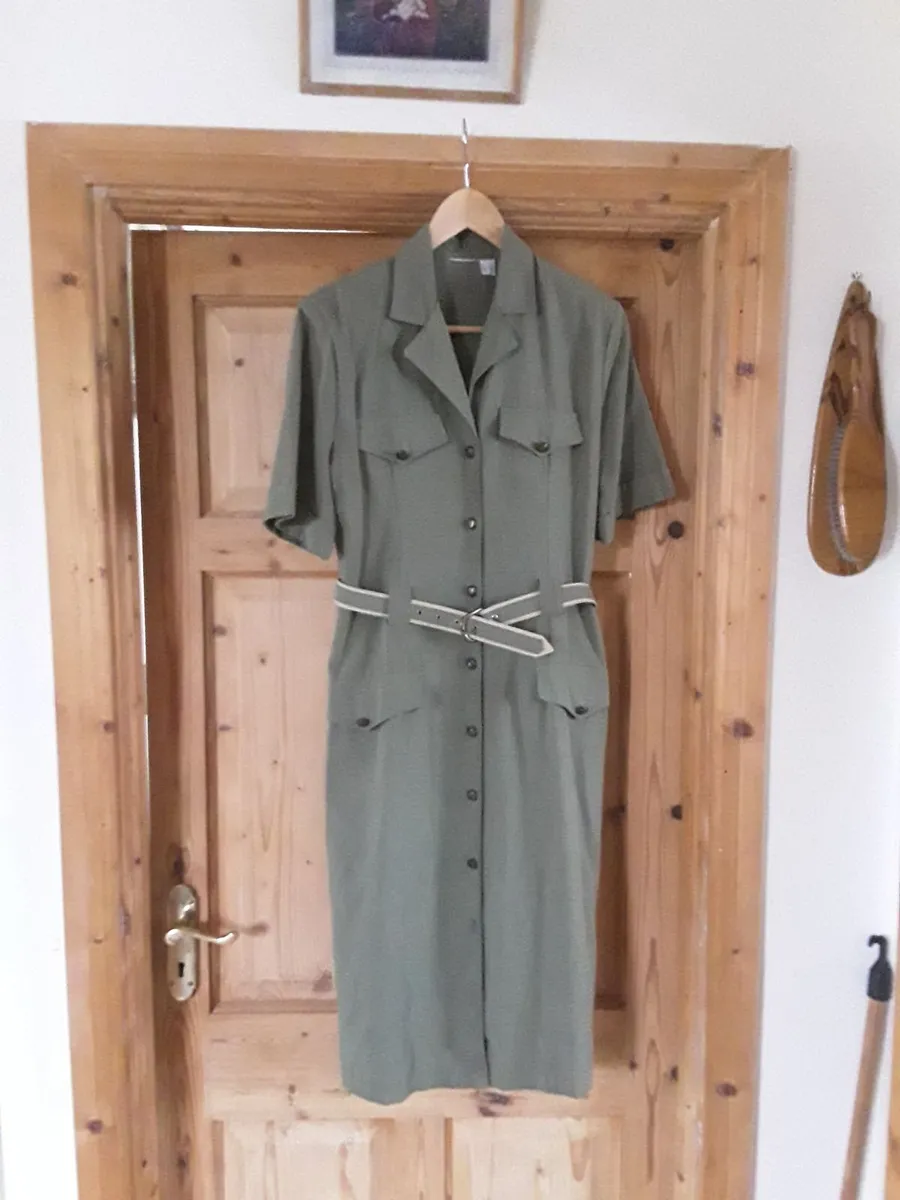Ladies army green new vintage dress size 8 - Image 1