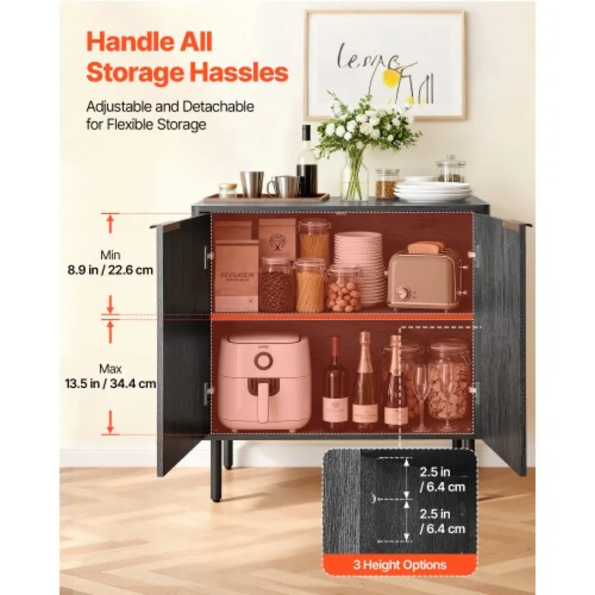Coffee Bar Cabinet, Mid Century Fluted Coffee Bar - Image 4