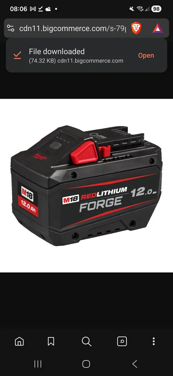 Milwaukee 12ah forge batteries x2