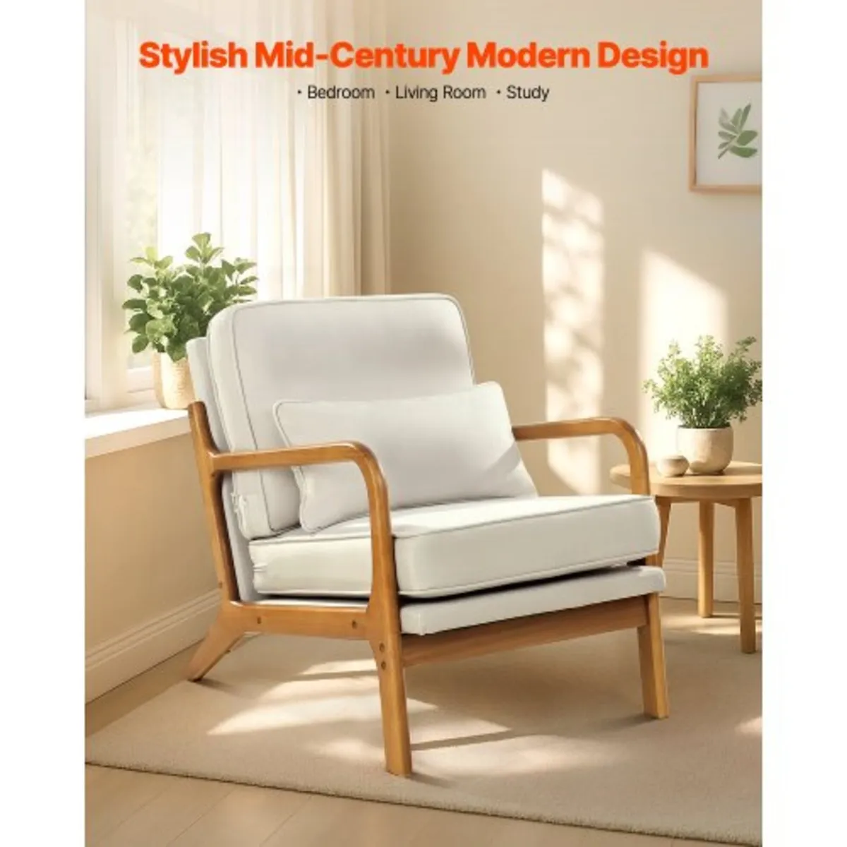 Accent Chair, Mid Century Modern Armchair with Sol - Image 2