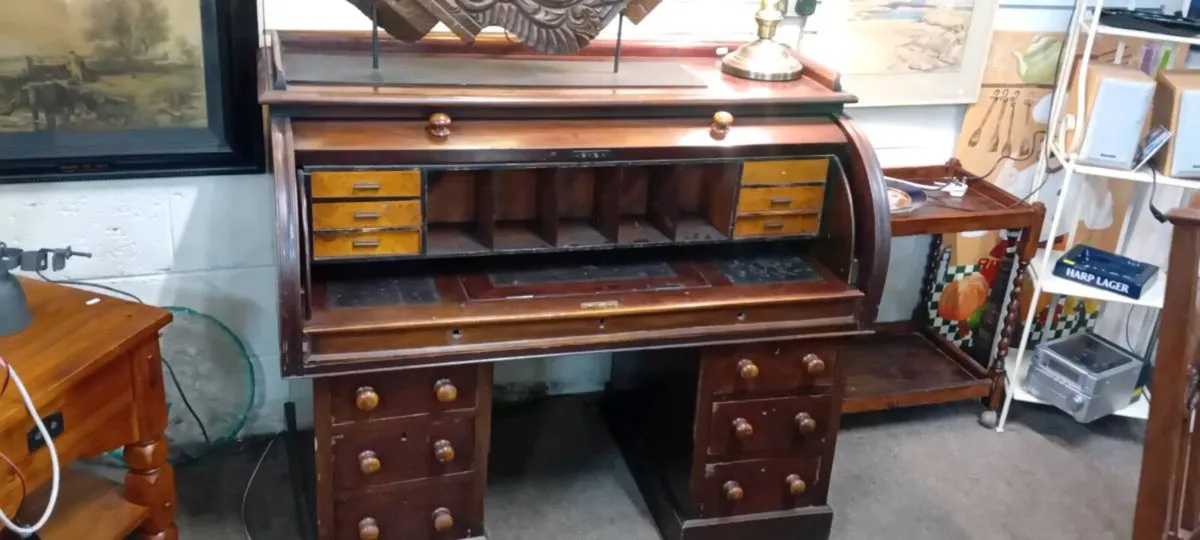 Victorian Roll Top Office Desk - Image 1