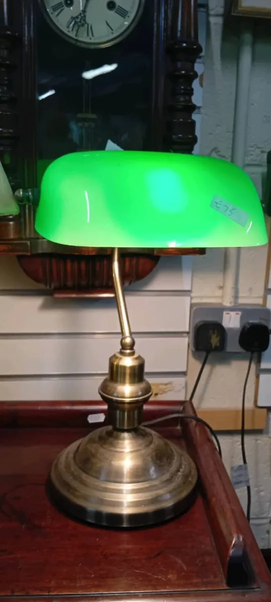 Green Glass Bankers Lamp